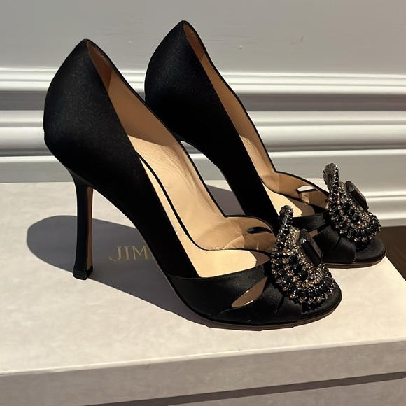 Black satin jimmy choo heels. - Picture 2 of 4